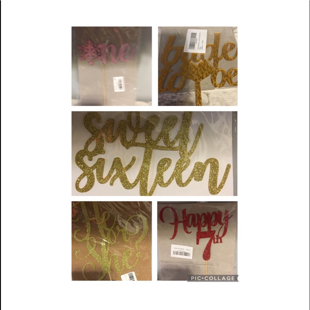 5 different party cake toppers ( choose one)